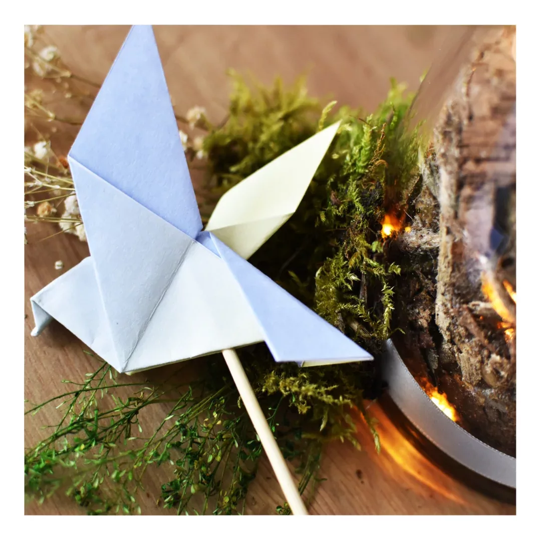 Geste d'hommage personnalisé - Origami colombe et lumière